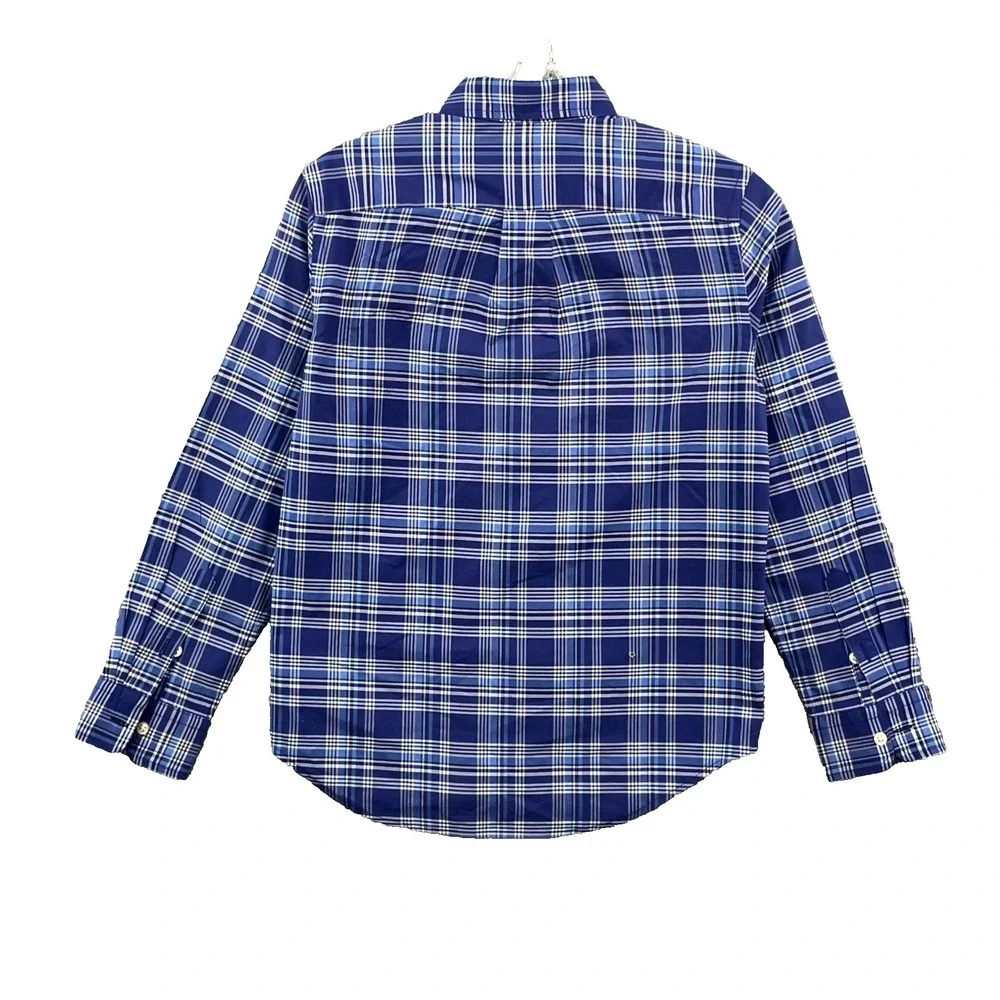 Ralph Lauren Performance Shirt Boys Medium 10-12 Blue Plaid Button Down‎ Rodeo